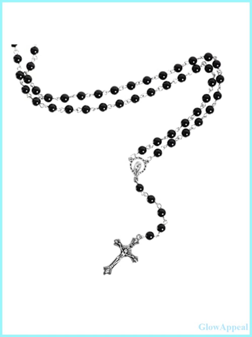 Gothic Long Bead Rosary Cross Necklace Zinc Alloy 27.5 Inch Y-Necklace